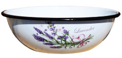 Миска эмалированная белая 4л Лаванда