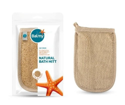 Натуральная люфяная махровая варежка для ванны Balmy