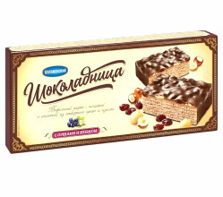 Торт вафельный Шоколадница с арехами и изюмом 250г Коломенский