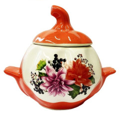 Керамический горшок Синие и розовые цветы 0,75л