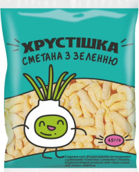 Кукурузные палочки со вкусом «Сметана с зеленью» 45 г Хрустішка