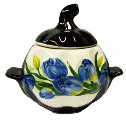 Керамический горшок Синие тюльпаны 0,75л