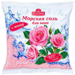 Соль морская для ванн Роза с пеной-каолином 500г