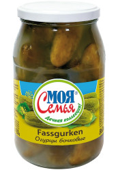 Огурцы маринованные бочковые 860г Моя семья