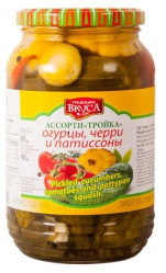 Ассорти из помидоров, огурцов и патиссонов 870г Традиция вкуса