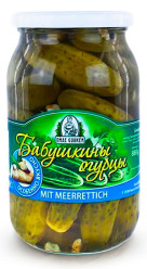 Огурцы малосольные с хреном 880г Бабушкины