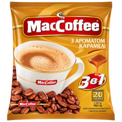 Растворимый кофейный напиток 3в1 со вкусом карамели 360г (20 пакетиков по 18г) MacCoffee