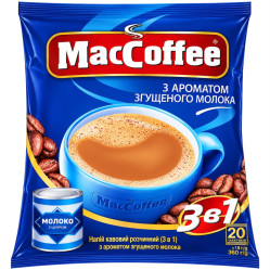 Растворимый кофейный напиток 3в1 со вкусом сгущённого молока 360г (20 пакетиков по 18г) MacCoffee
