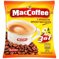 Растворимый кофейный напиток 3в1 со вкусом французской ванили 360г (20 пакетиков по 18г) MacCoffee