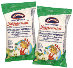 Творог сладкий с яблоком и изюмом 100г Утро