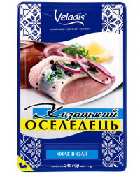 Козацький сельдь филе без кожи в масле 240г Veladis