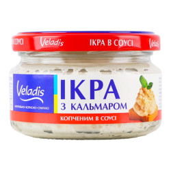 Икорный продукт из сельди с копчёным кальмаром в соусе 160г Veladis