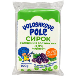 Сладкий творог с изюмом 8% 100г Voloshkove Pole