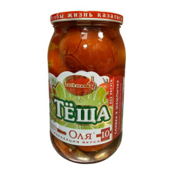 Маринованные помидоры сливка Теща Оля-10 870г (чистый вес 480г) Lackmann