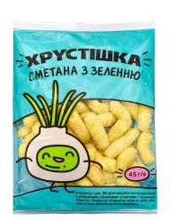 Кукурузные палочки со вкусом «Сметана с зеленью» 45 г Хрустішка