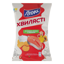 Чипсы волнистые со вкусом лосося в сметане 125г Люкс