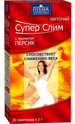 Чай травяной для похудения со вкусом персика 30шт 60г Супер Слим