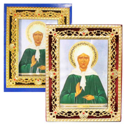 Икона в бархате Матрона 11х15,5см