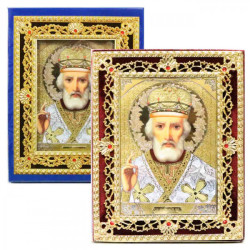 Икона в бархате Николай 11х15,5см