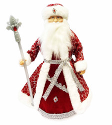Фигурка Деда Мороза в красно-белом с серебром, с отделением для сладостей и подарков, 50 см