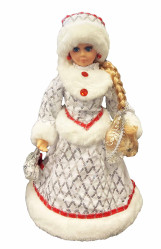 Фигурка Снегурочки бело-красная с отделением для сладостей и подарков, 35 см