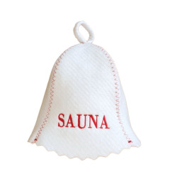 Шапка для бани (сауны) Sauna бело-красная