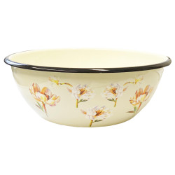Эмалированная миска бежевая 4Л Цветочная фантазия