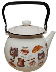Эмалированный чайник бежевый 3,5Л Кофейня