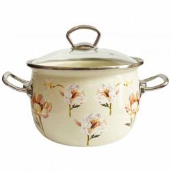 Эмалированная кастрюля 3,5Л Цветочная фантазия