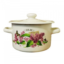 Эмалированная кастрюля бежевая 2Л Лилак