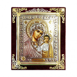 Икона в бархате  10х12см Казанская