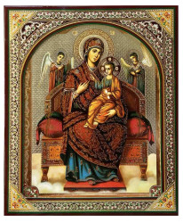 Икона Всецарица деревянная 15х18см в киоте