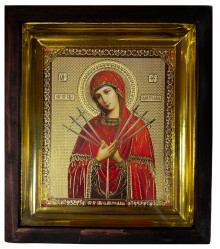 Икона деревянная со стеклом 10х12см Семистрельная