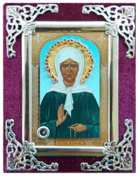 Икона в бархате 6х9 Матрона