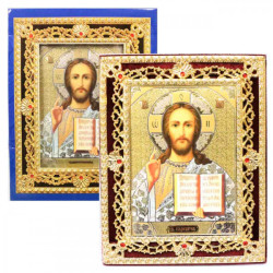 Икона в бархате Спаситель 11х15,5см