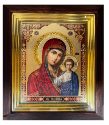 Икона деревянная большая 17х20см Казанская
