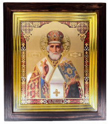 Большая деревянная икона 17х20см Николай