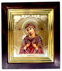 Икона деревянная со стеклом 15х18см Семистрельная.