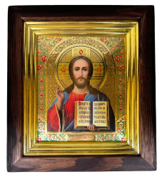 Икона деревянная со стеклом 15х18см Спаситель