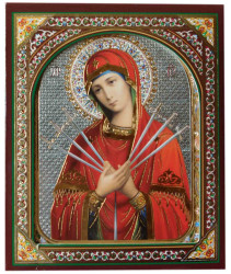 Семистрельная деревянная икона 10х12см в киоте