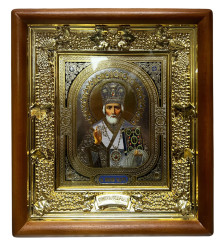 Икона деревянная виноград 15х18см Николай