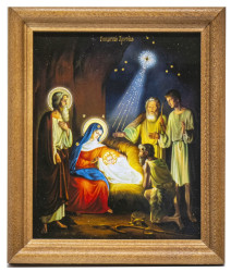 Икона Рождества Христова №4 11х13см деревянная со стеклом