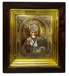 Икона деревянная со стеклом 15х18см Николай (книга)