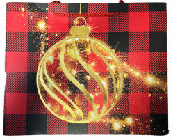 Подарочный пакет 22х31см красно-черный в шахматном порядке