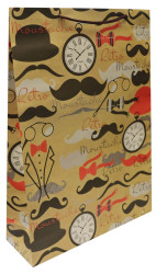 Подарочный пакет Часы и усы 26х33, крафтовая