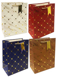 Подарочный пакет 23х18см ромбы со звездами