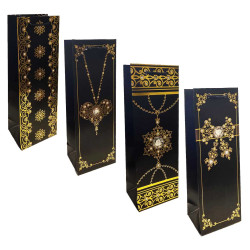 Подарочный пакет для бутылки 36×13см «Золотые украшения»