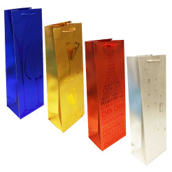 Подарочный пакет для бутылки «Синий, золотой, красный, серебряный» 36×13см