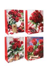 Подарочный пакет «Розы и подарок» 23×18 см
