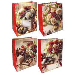 Подарочный пакет «Розы и конфеты» 23×18 см